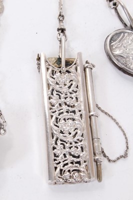 Lot 354 - Fine quality Victorian silver chatelaine with various accessories