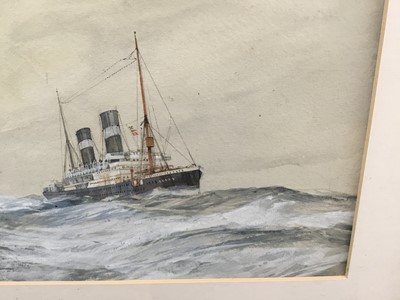 Lot 72 - C. Hopkins watercolour, off Sandy Hook, signed inscribed and dated 1920.