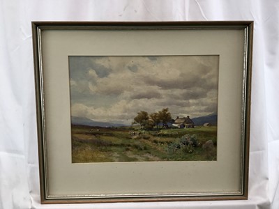 Lot 74 - Percy Dixon (1862-1924) watercolour, cottage in a landscape, signed.