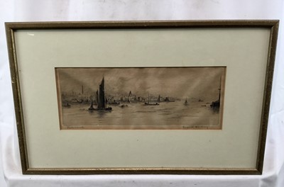 Lot 79 - Frank Harding (early 20th century) signed pair of etchings - Harwich Harbour and Portsmouth