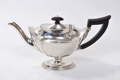 Lot 319 - late Victorian silver batchelor teapot of oval fluted form, with hinged domed cover