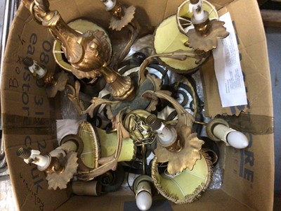 Lot 665 - Two boxes of pendant and wall light fittings