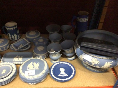 Lot 677 - Wedgwood blue and white jasper ware