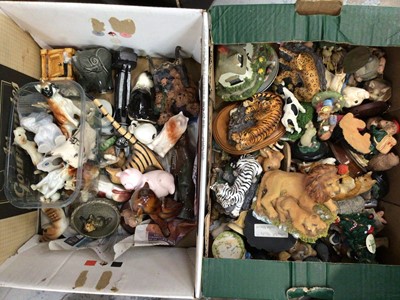 Lot 688 - Four boxes of mixed china and resin animals plus other coffee ware