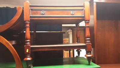 Lot 1158 - Victorian mahogany two tier whatnot with single drawer, together with another three tier whatnot (2)