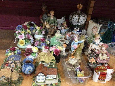 Lot 692 - Selection of china figurines, posy ornaments plus two boxes of china