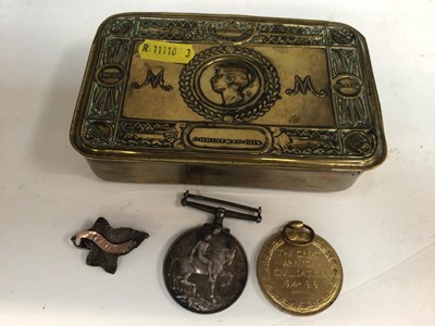 Lot 705 - First World War pair comprising War and Victory medals named to L.Z. 3996. A. G. Parsons. A.B. R.N.V.R., together with a Ypres lapel badge and a First World War Princess Mary Tin.