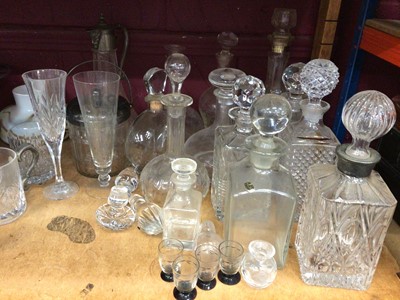 Lot 697 - Selection of glass decanters and modern glass paperweights