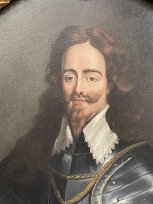 Lot 1053 - After Van Dyke, 19th century oval oil on canvas - portrait of Charles I, 102cm x 84cm, in good period gilt frame