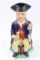 Lot 359 - 19th century Staffordshire Toby jug with blue...