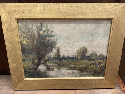 Lot 174 - Walter Daniel Batley (1850-1936) oil on canvas, river landscape, 25 x 34cm, signed, framed