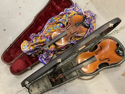 Lot 2221 - Two antique violins in cases