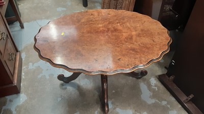 Lot 1169 - Victorian burr walnut coffee table on pedestal base, 82cm wide, 45cm high