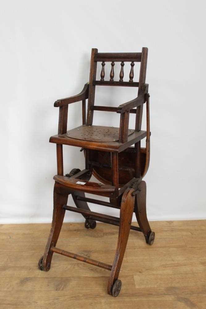 Lot 96 - Edwardian mahogany metamorphic baby's high chair with reeded supports