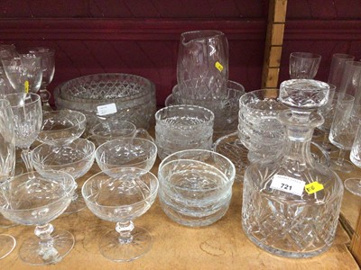 Lot 721 - Large selection of cut glasses, decanter, jug and bowls plus other glassware