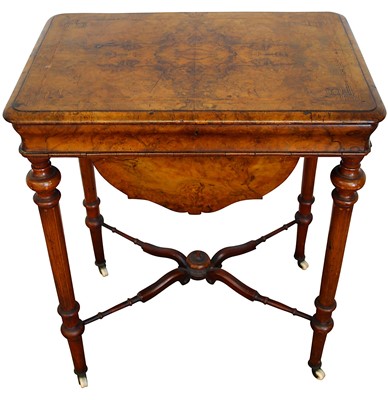 Lot 1345 - Victorian walnut veneered sewing table