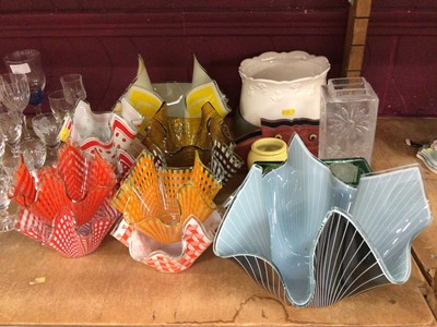 Lot 725 - Selection of glass handkerchief style dishes and other ware