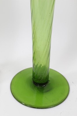 Lot 123 - Very tall Victorian glass lily vase and another Victorian green glass lily vase