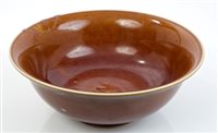 Lot 367 - Antique Chinese porcelain amber glazed bowl...