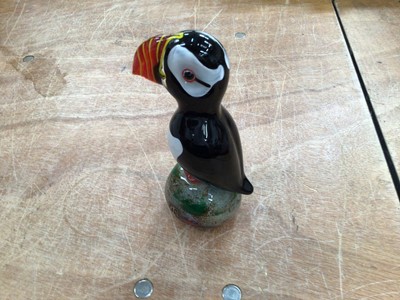 Lot 736 - Langham Glass puffin paperweight signed Paul Miller plus other glass paperweights and animals