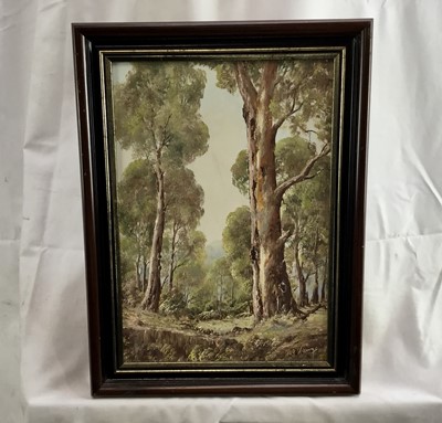 Lot 50 - H.A.G. Heerings (Contemporary) oil on board - Australian forest, 'Sherbrook Forest', signed, 34cm x 23cm, framed