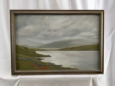 Lot 57 - English/Scottish School 20th century oil on board - Scottish landscape, monogrammed GPJ and dated '95, 61cm x 41cm in wooden frame