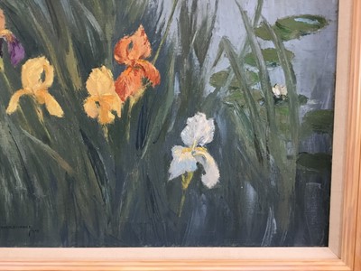 Lot 166 - A. V. Coverley-Price (1901-1948) oil on canvas - 'Irises', signed and dated 1948, 55cm x 65cm, framed