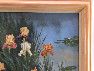 Lot 166 - A. V. Coverley-Price (1901-1948) oil on canvas - 'Irises', signed and dated 1948, 55cm x 65cm, framed