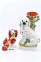 Lot 370 - Victorian Staffordshire spaniel vase with gilt...