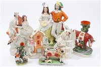 Lot 371 - Seven Victorian Staffordshire figure groups -...