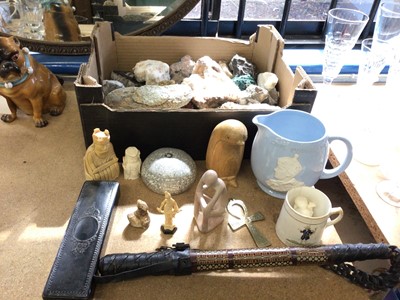 Lot 223 - Box of mineral specimens, together with other sundries, including a Winchester College cup