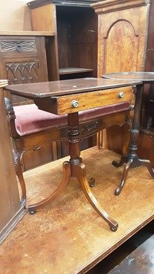 Lot 1180 - Victorian mahogany side table with single drawer on turned column and three splayed legs