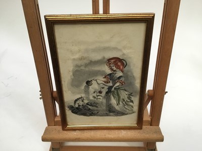 Lot 181 - Unusual set of four pencil and watercolour pictures of flower fairies, probably Edwardian, framed