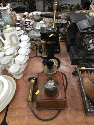 Lot 410 - Candlestick Telephone (converted into a lamp) together with two other vintage telephones.