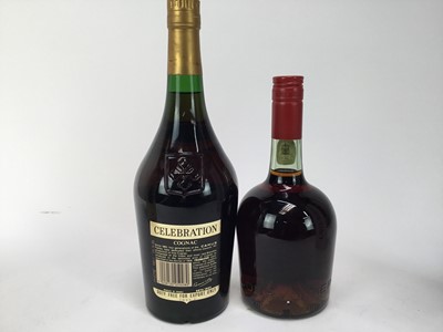 Lot 79 - Three bottles - Taittinger champagne, boxed, bottle of Courvoisier, 70%, and bottle of Camus Celebration Cognac in box)