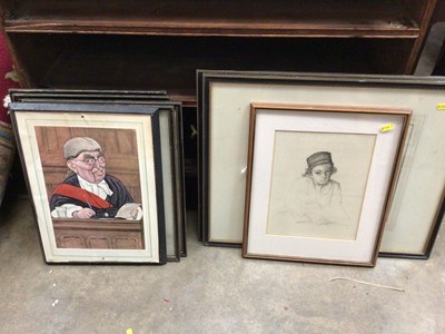 Lot 277 - Five prints of judges by Kapp, together with two military prints and a limited edition Paul Jeffay print
