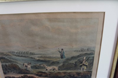 Lot 970 - Henry Alken, set of four mid 19th century hand coloured engravings - shooting scenes, 22.5cm x 29.5cm, in glazed gilt and oak frames