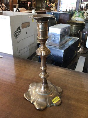 Lot 242 - 18th century Queen Anne style brass candlestick