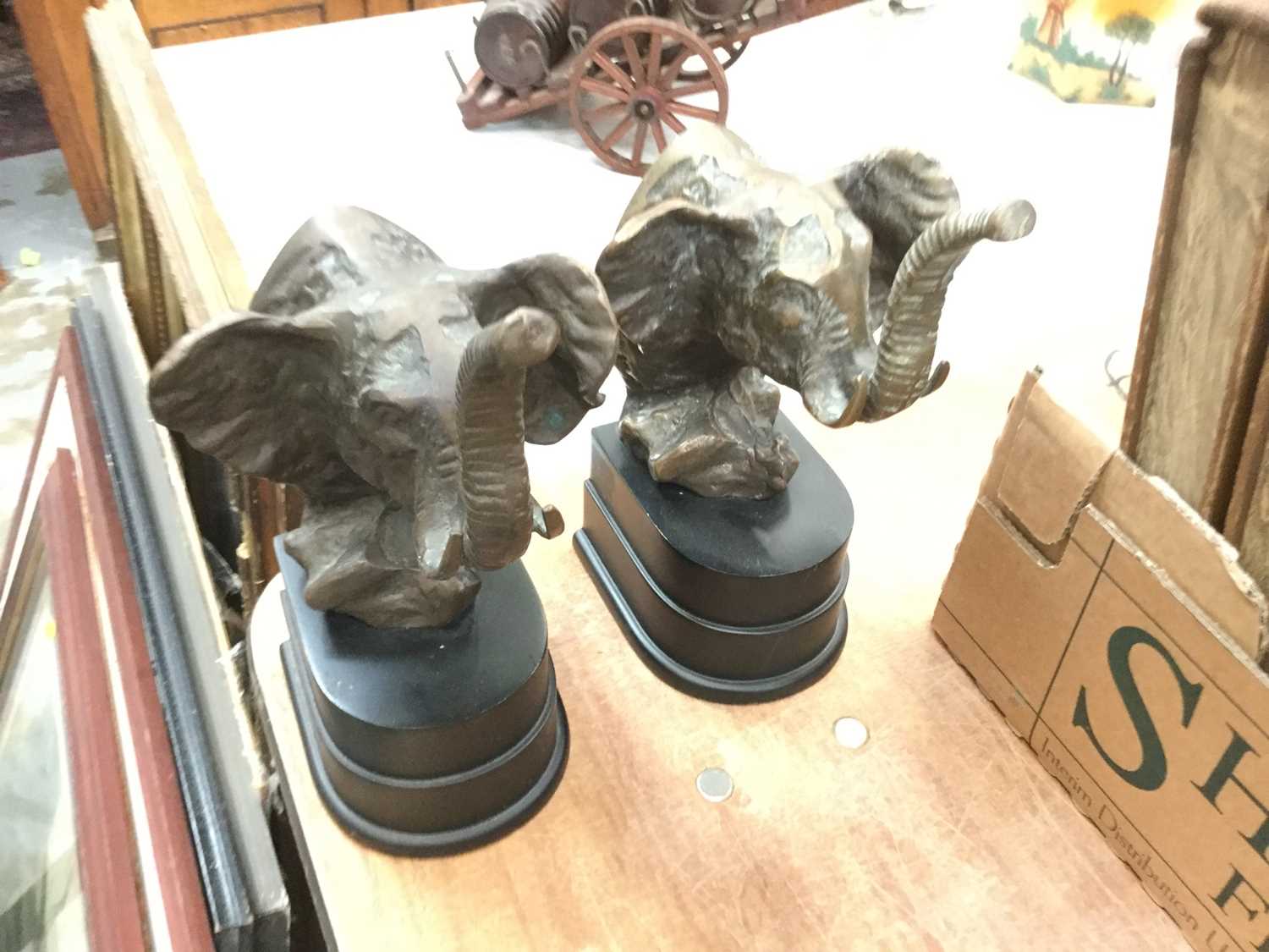 Lot 499 Pair of bronze elephant bookends