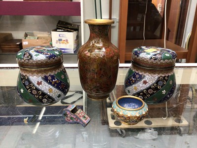 Lot 274 - Group of cloisonné, including a pair of Japanese pots and covers