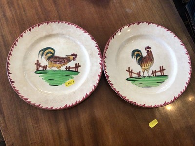 Lot 241 - Pair of 19th century French ceramic plates hand painted with cockerels