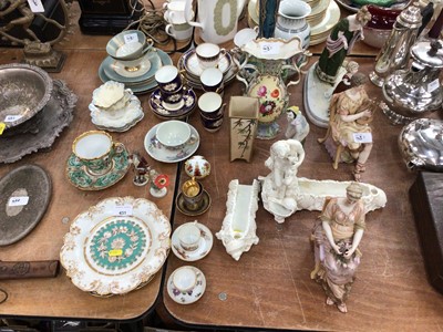 Lot 431 - Collection of 19th century and later ceramics to include cabinet cups and saucers, Royal Doulton Aesthetic movement vase and other items