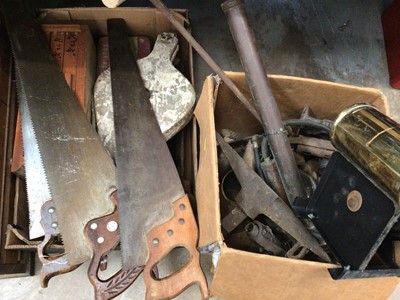 Lot 185 - Collection of old tools, including saws, planes, etc