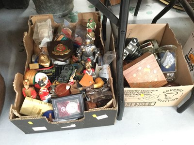 Lot 444 - Two boxes of modern military collectables, camera and other items.