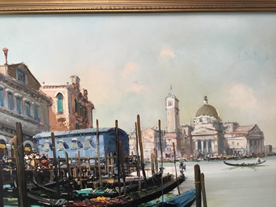 Lot 133 - Contemporary oil on canvas - Venetian scene, signed indistinctly, 90cm x 60cm
