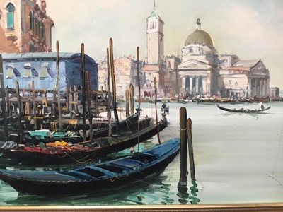 Lot 133 - Contemporary oil on canvas - Venetian scene, signed indistinctly, 90cm x 60cm