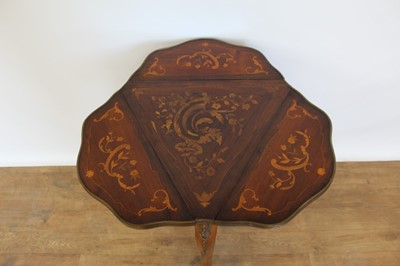 Lot 1311 - Late 19th century French marquetry inlaid trefoil table with three drop flaps