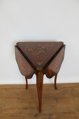 Lot 1311 - Late 19th century French marquetry inlaid trefoil table with three drop flaps