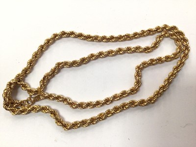 Lot 928 - 9ct gold rope twist chain, 62cm long