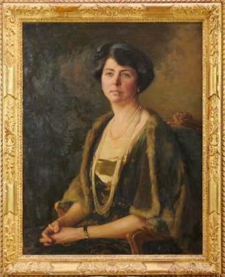 Lot 1051 - Circle of Philip Alexius de László (Hungarian, 1869-1937) oil on canvas - Portrait of a lady, half length, possibly Ethel Price-Davies (1872-1953, née Charlesworth)